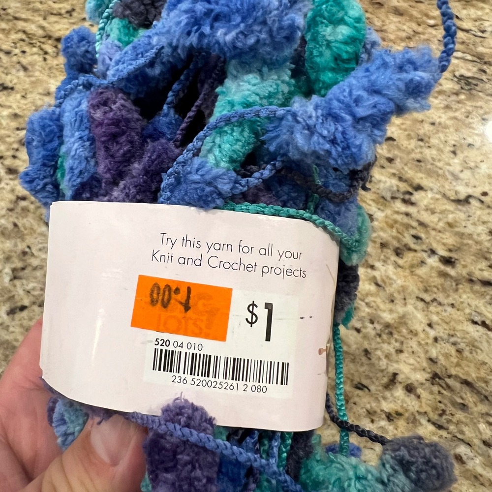 Gala Yarns Mixed Fiber Blue Teal Purple Variegated Novelty Boucle Yarn 50g - Picture 4 of 4
